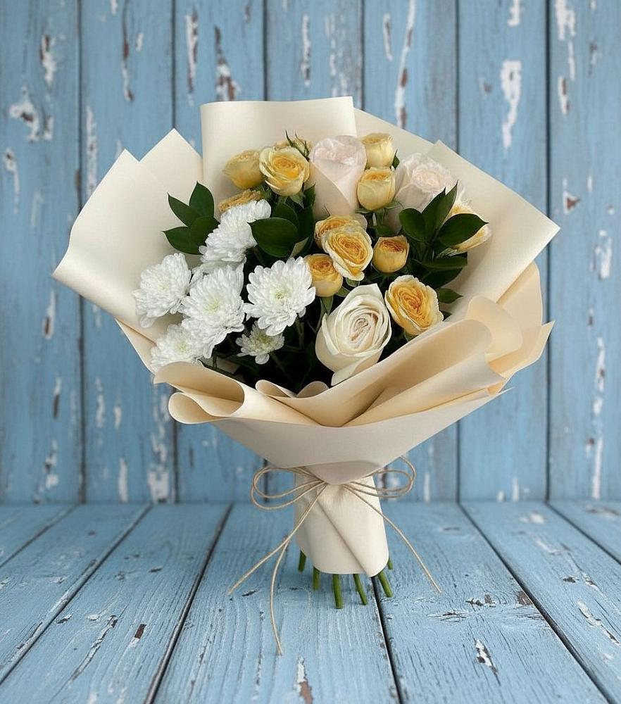 Букет цветов из: Розы и Хризантемы в Сорске