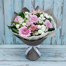 Букет цветов из:  Герберы, Альстромерии и Хризантемы #REPLACE_PRED# Сорске