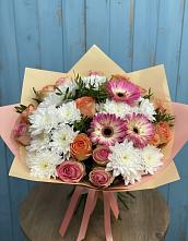 Букет цветов из:  Розы, Герберы и Хризантемы #REPLACE_PRED# Сорске