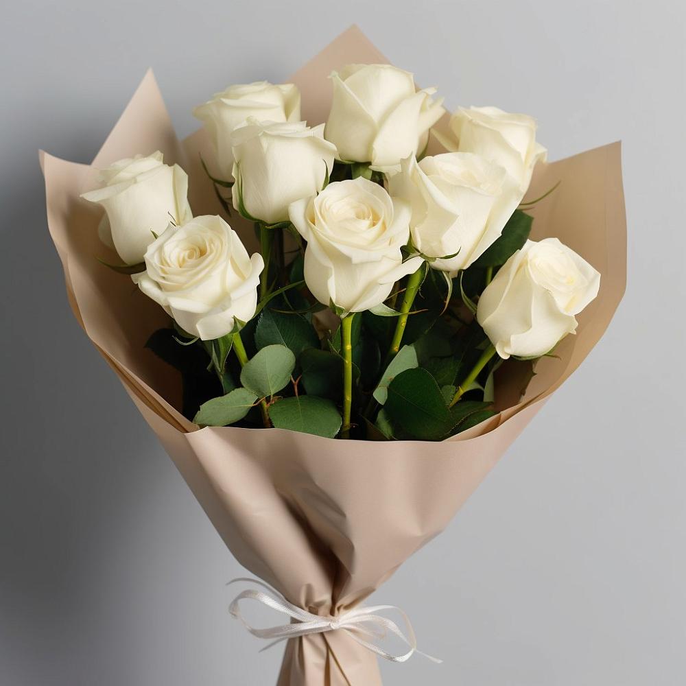 Букет 9 Белых роз Эдлесс Лав в Сорске