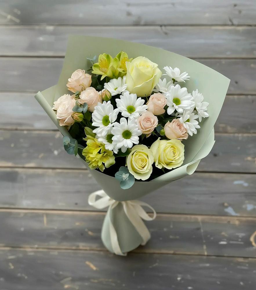 Букет цветов из: Альстромерии, Розы и Хризантемы в Сорске