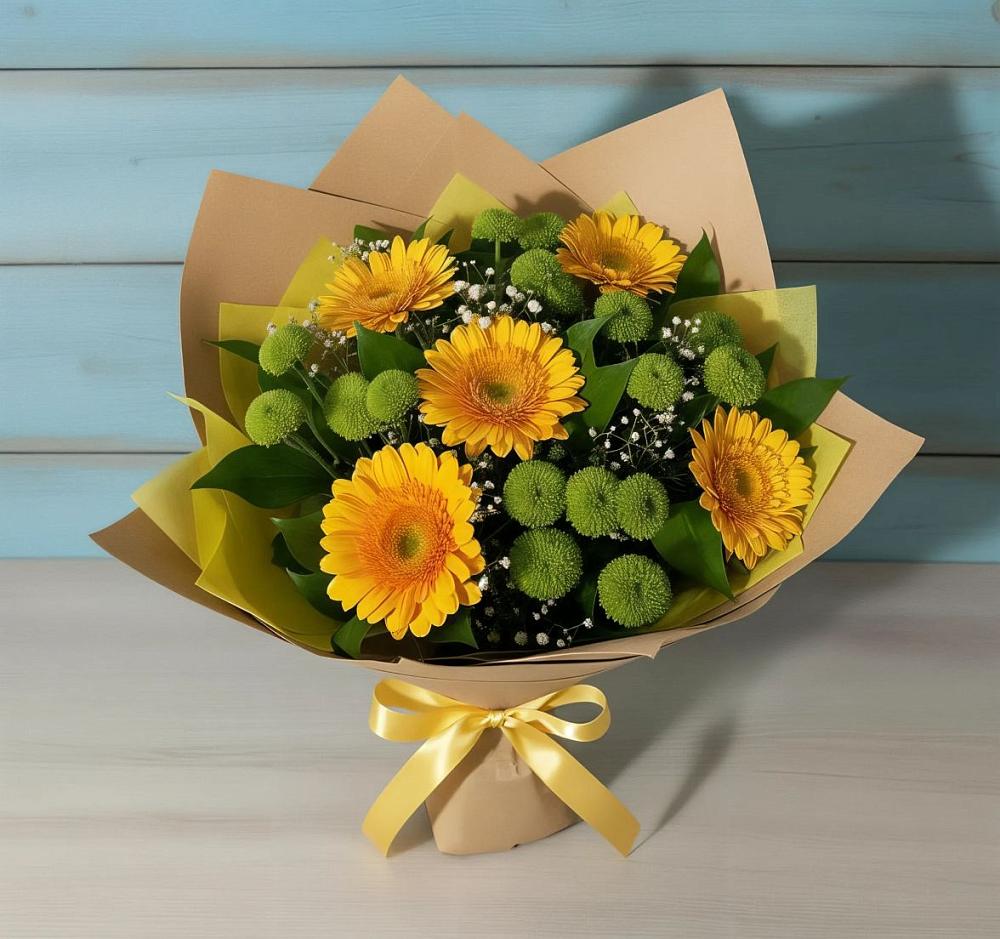 Букет цветов из: Герберы и Хризантемы в Сорске