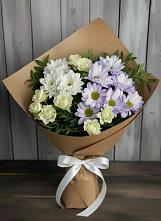 Букет цветов из:  Хризантемы и Розы #REPLACE_PRED# Сорске