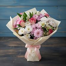 Букет цветов из:  Хризантемы, Альстромерии и Розы в Сорске