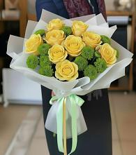 Букет цветов из:  Хризантемы и Розы #REPLACE_PRED# Сорске